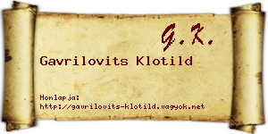 Gavrilovits Klotild névjegykártya